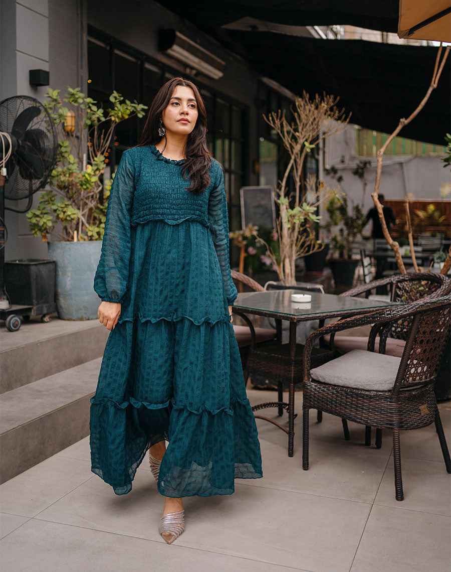 Green Mist- Chiffon Long Dress