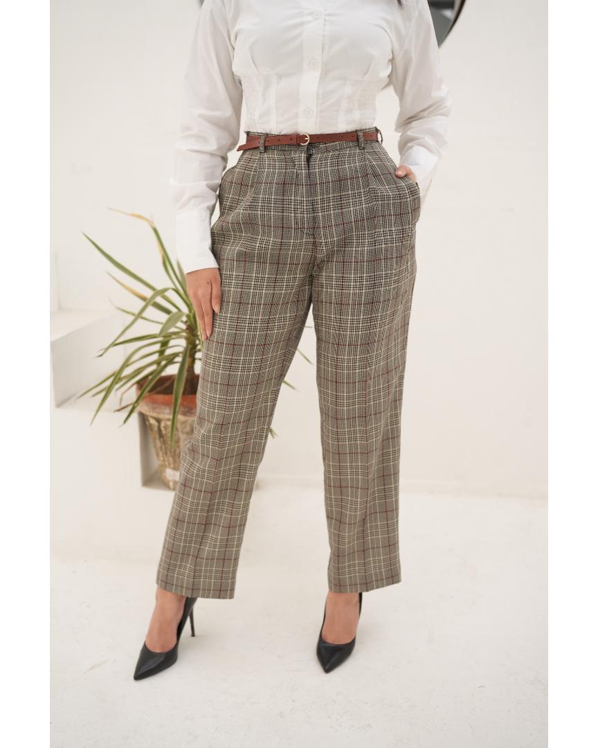 Khaki and Black Classic Straight Pant