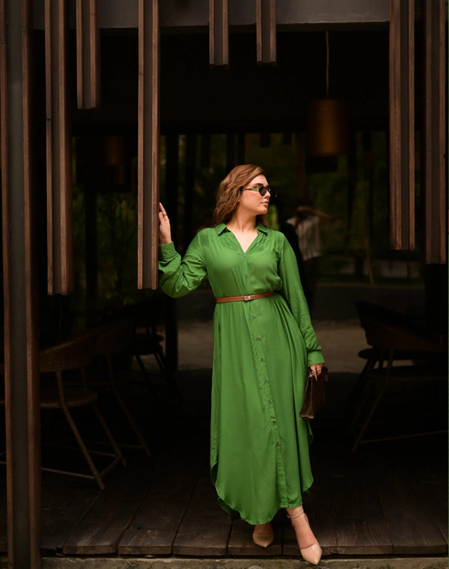 Green Dream- Long Sleeve Dress