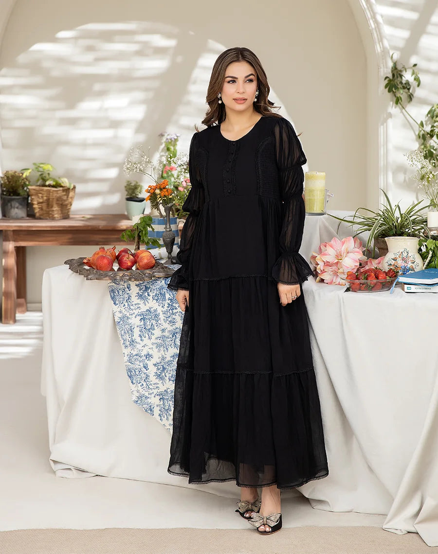 Long Sleeve Dress Black Maxi