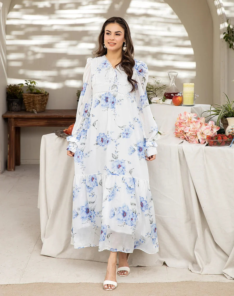 Floral long frock clearance