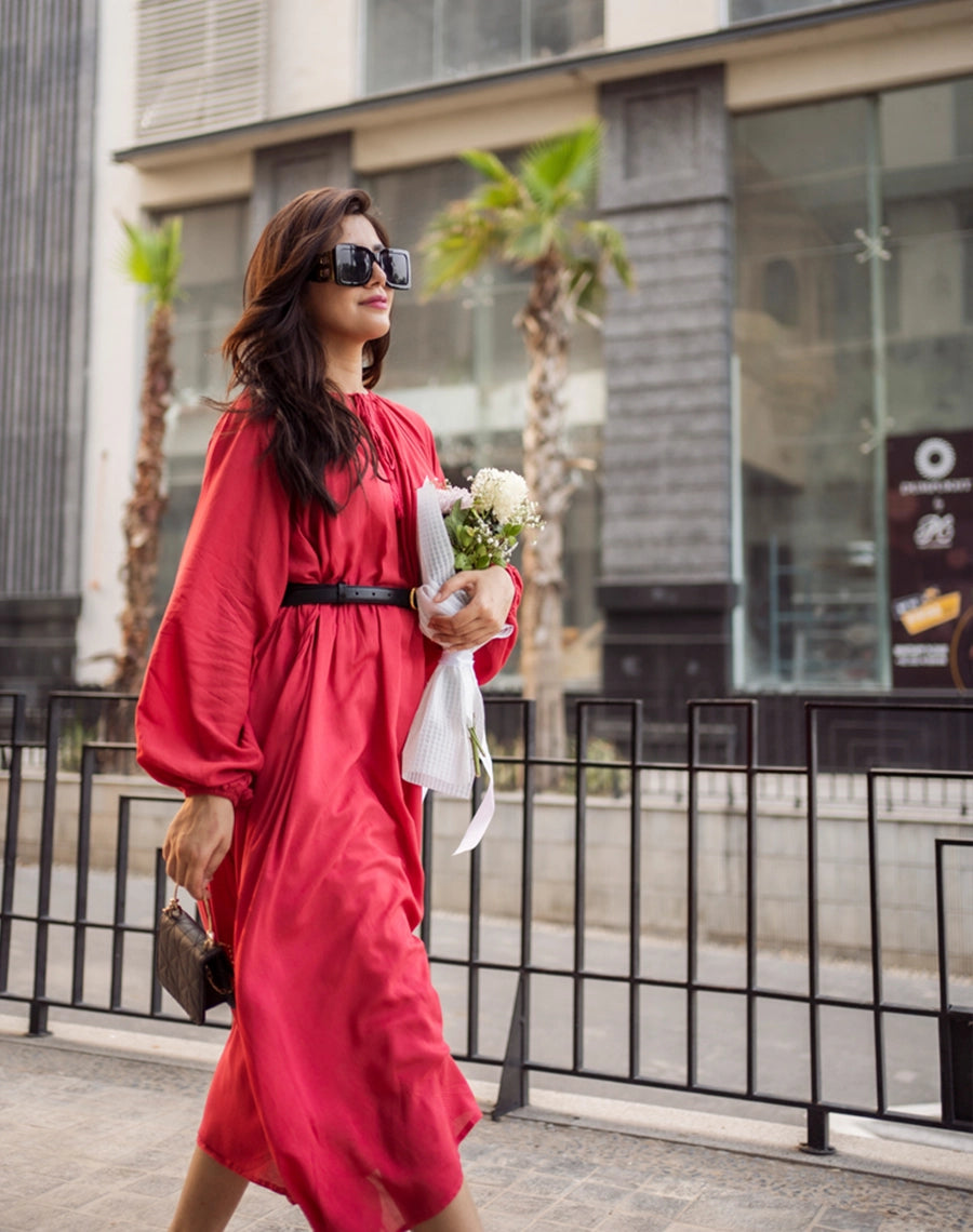 pink long sleeve dress