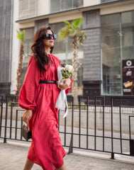 pink long sleeve dress