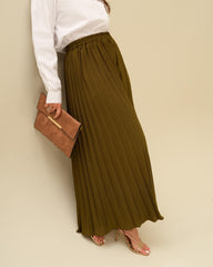 Olive Pleated Trouser - Crepe