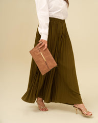 Olive Pleated Trouser - Crepe