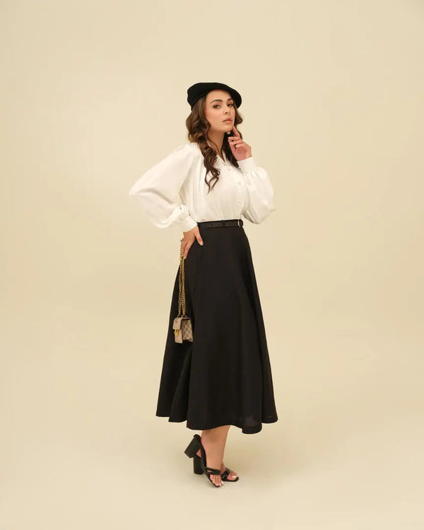 Black Hollyhock Skirt - Georgette