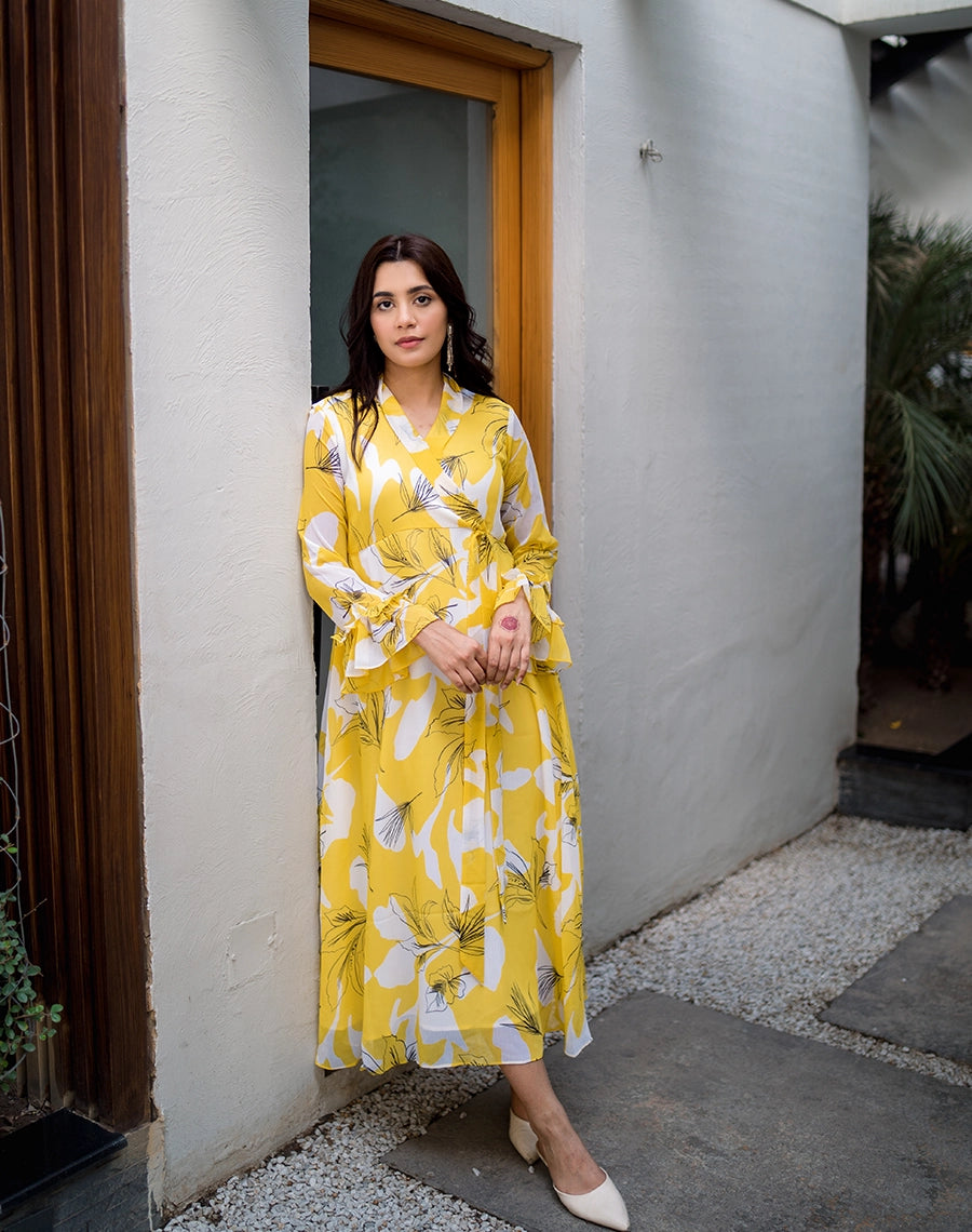 floral long dress yellow