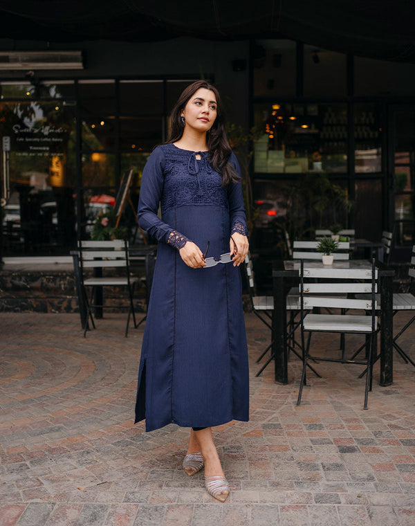 indigo long maxi dress