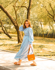 light blue long dress