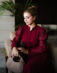 maroon long dress with sleeves