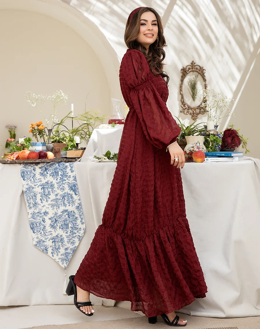 Maroon long dress with lace best sale