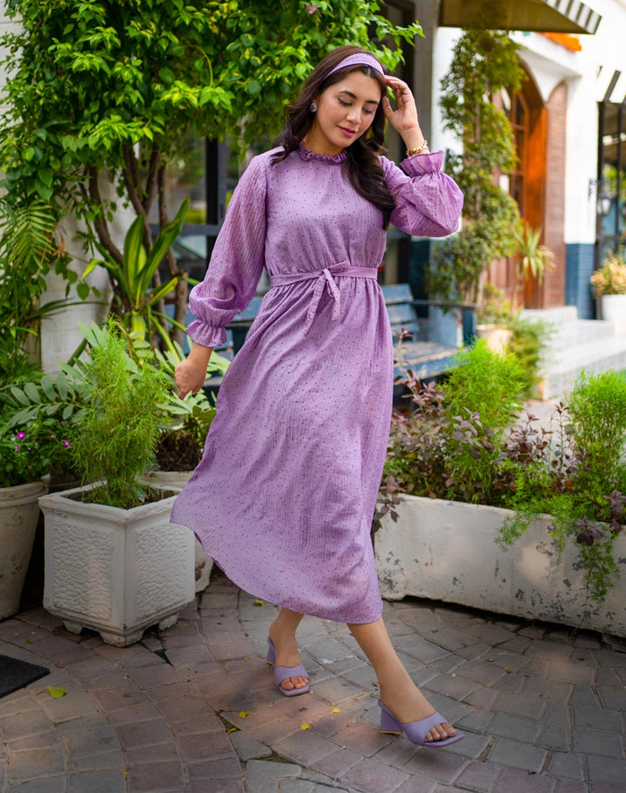 purple chiffon dress