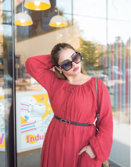 rose long sleeve dress