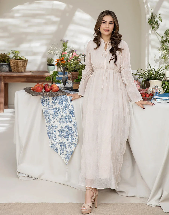 white chiffon long dress with sleeves online